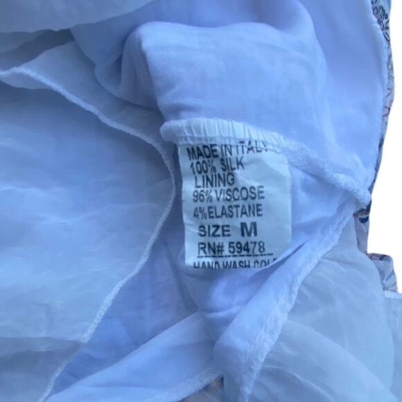 Via Signoria Made in Italy Women’s M 100% Silk Floral Blouse Tank Top Lined - Picture 5 of 6